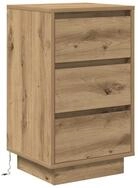 vidaXL Nachttisch Nachttisch mit LED-Leuchten Artisan-Eiche 38x34x65 cm (1-St)