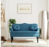 vidaXL Sitzbank, Sitzbank mit Kissen Blau 120,5x65x75 cm Samt