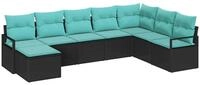 vidaXL Gartenlounge-Set Sofa Set mit Kissen 8 pcs Schwarz Poly Rattan, (8-tlg)