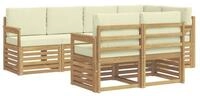 vidaXL Gartenlounge-Set Outdoor-Sofagarnitur 7 pcs Wei&szlig; und Creme 247 x 128,5...