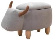 SVITA Kinderhocker Tierhocker, mit Stauraum, Sitzhocker, Sitztruhe, Stier Grau