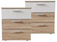HTI-Living Nachtschrank Nachtkommode 3 Schubladen Nina Sonoma Wei&szlig; 2er-Set...