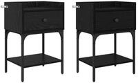 vidaXL Nachttisch Nachttisch 2 pcs Schwarz Eichen-Optik 40 x 29 x 60 cm (2-St)