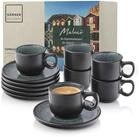 S&Auml;NGER Espressotasse Set Malm&ouml; 12 tlg., 12-tlg., Steingut, Gr&uuml;n-Schwarz, 80...