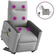 vidaXL Massagesessel, Massagesessel mit Aufstehhilfe Elektrisch Wolkengrau Stoff