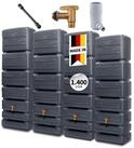 4rain Regentonne SLIM WOOD DECOR Wandtank-Set 1400 Liter graphite grey