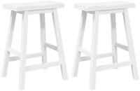 vidaXL Barhocker Barhocker 2 Stk. Wei&szlig; Massivholz Gummibaum (2 St)