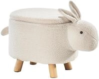 Kobolo Sitzhocker Tierhocker BUNNY Hase mit Staufach - Bouclestoff (1 St&uuml;ck,...