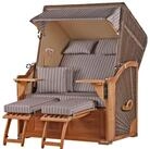 bene living Strandkorb Schaalsee 2-Sitzer Teak - PE grau - Modell 501, BxTxH: