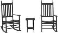 vidaXL Schaukelstuhl Schaukelst&uuml;hle 2 Stk. mit Klapptisch Schwarz Massivholz...