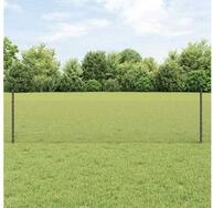 vidaXL Zaun, Zaun mit Pfosten Grau 0,5 x 50 m Stahl und PVC
