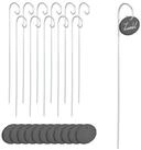 relaxdays Gartenstecker 12 ovale Schiefer-Pflanzenschilder