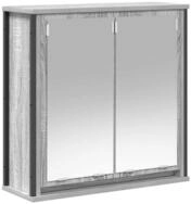 vidaXL Badezimmerspiegelschrank Bad-Wandschrank mit Spiegel Grau Sonoma...