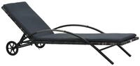vidaXL Gartenliege Sonnenliege mit Kissen und R&auml;dern Poly Rattan Anthrazit, 1...
