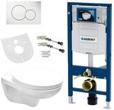 GEBERIT Tiefsp&uuml;l-WC Duofix WC-Komplettset - Sp&uuml;lrandloses H&auml;nge-WC...
