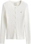 Sweatshirt GANT "Strickjacke STRETCH COTTON CABLE CARDIGAN", Damen, Gr. 3XL, wei&szlig;,