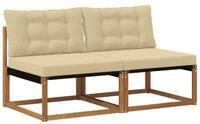 vidaXL Sofaelement 2 St&uuml;ck Outdoor Mittelsofa Massives nholz und Textilene (2...