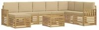 vidaXL Gartenlounge-Set Outdoor-Sofagarnitur 7 pcs Wei&szlig; und Beige 59 x 59 x 37...