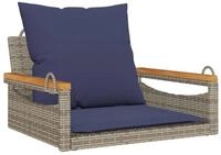 vidaXL Gartenbank H&auml;ngesessel mit Kissen Grau 63x62x40 cm Poly Rattan (1-St)