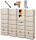 4rain Regentonne SLIM STONE DECOR Wandtank-Set 1400 Liter sandbeige