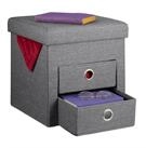 relaxdays Stauraumhocker Sitzhocker mit Stauraum 2 Schubladen, Dunkelgrau
