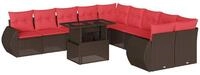 vidaXL Gartenlounge-Set 11-teiliges Gartensofa-Set mit Kissen, braun,...