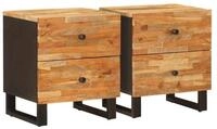 vidaXL Nachttisch Nachttisch 2 pcs Braun 40 x 33 x 46 cm Massivholz (2-St)