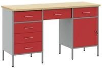 vidaXL Werkzeugschrank Werkbank mit Schubladen 3 pcs Rot Ingenieure Holz und...