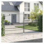 vidaXL Zaundoppelt&uuml;r, Doppeltor mit Schloss Grau 400 x 199.5 cm Stahl grau