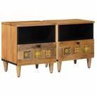 vidaXL Nachttisch Nachttisch 2 pcs Natur 40 x 33 x 46 cm Massivholz (2-St)