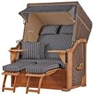 bene living Strandkorb Schaalsee 2-Sitzer Teak - PE grau - Modell 500, BxTxH: