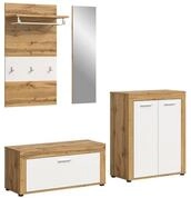 xonox.home Kleiderschrank Jam Garderobenm&ouml;bel Set 4 Teile wei&szlig;, Eiche Dekor.