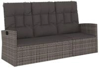 vidaXL Gartenbank, Outdoor Bank mit Liegefunktion & Kissen Grau 173 cm Poly...