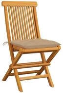 vidaXL Gartenstuhl, Outdoor St&uuml;hle mit Beigen Kissen 2 Stk. Massivholz Teak