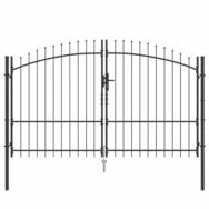 vidaXL Gartentor 299,5 x 224,5 cm Gartentor mit Spear-Top Dual Swing Grau...