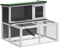 vidaXL Kleintierstall, Kaninchenstall Grau 102x90x84,5 cm Massivholz Kiefer