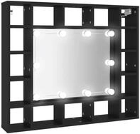 vidaXL Badezimmerspiegelschrank LED-Spiegelschrank Schwarz 91x15x76,5 cm