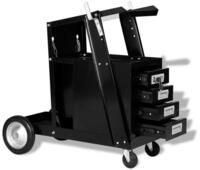 vidaXL Werkzeugbox Schwei&szlig;wagen mit 4 Schubladen Schwarz, Schwei&szlig;wagen mit 4