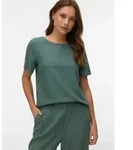 Vero Moda Blusenshirt VMMYMILO SS O-NECK TOP WVN GA mit Leinen gr&uuml;n XS (34)