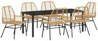 vidaXL Gartenlounge-Set Garten Essgruppe 7 pcs Braun Poly-Rattan, (7-tlg)
