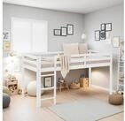 Homestyle4u Hochbett 90x200 Kinderbett Rausfallschutz Grau/Wei&szlig; Kinder Leiter...
