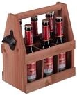 relaxdays Flaschenkorb Biertr&auml;ger aus Holz mit Flaschen&ouml;ffner