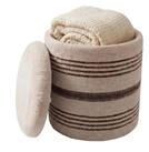 Wohnling Stauraumhocker WL7.794 Sitzhocker 45cm Beige mit Stauraum Polsterhocker