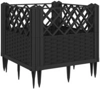 vidaXL Blumentopf Pflanzkasten mit Erdspie&szlig;en Schwarz 43,5x43,5x43,5 cm PP (1...
