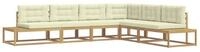vidaXL Sofaelement Outdoor-Sofagarnitur Wei&szlig; 357 x 198,5 x 73 cm Polyester (6...