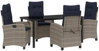 vidaXL Gartenlounge-Set Garten Essgruppe mit Kissen 5 pcs Grau Poly-Rattan,...