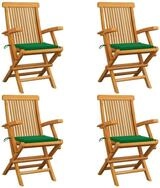 vidaXL Gartenstuhl Gartenst&uuml;hle mit Gr&uuml;nen Kissen 4 Stk. Massivholz (4 St)