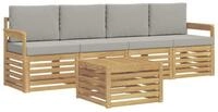 vidaXL Gartenlounge-Set Outdoor-Sofagarnitur 5 pcs Wei&szlig; und Hellgrau Polyester,