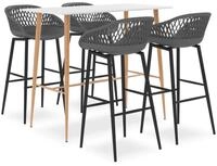 vidaXL Essgruppe 5-tlg. Bar-Set Wei&szlig; und Grau, (4-tlg)
