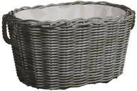 vidaXL Kaminholzregal Holzkorb mit Tragegriffen 59x42x28 cm Grau Weide,